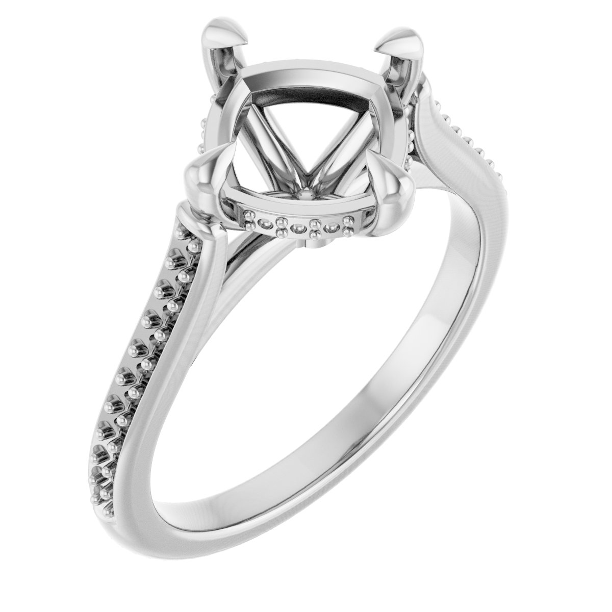 Claw-Prong Hidden Halo-Style Engagement Ring