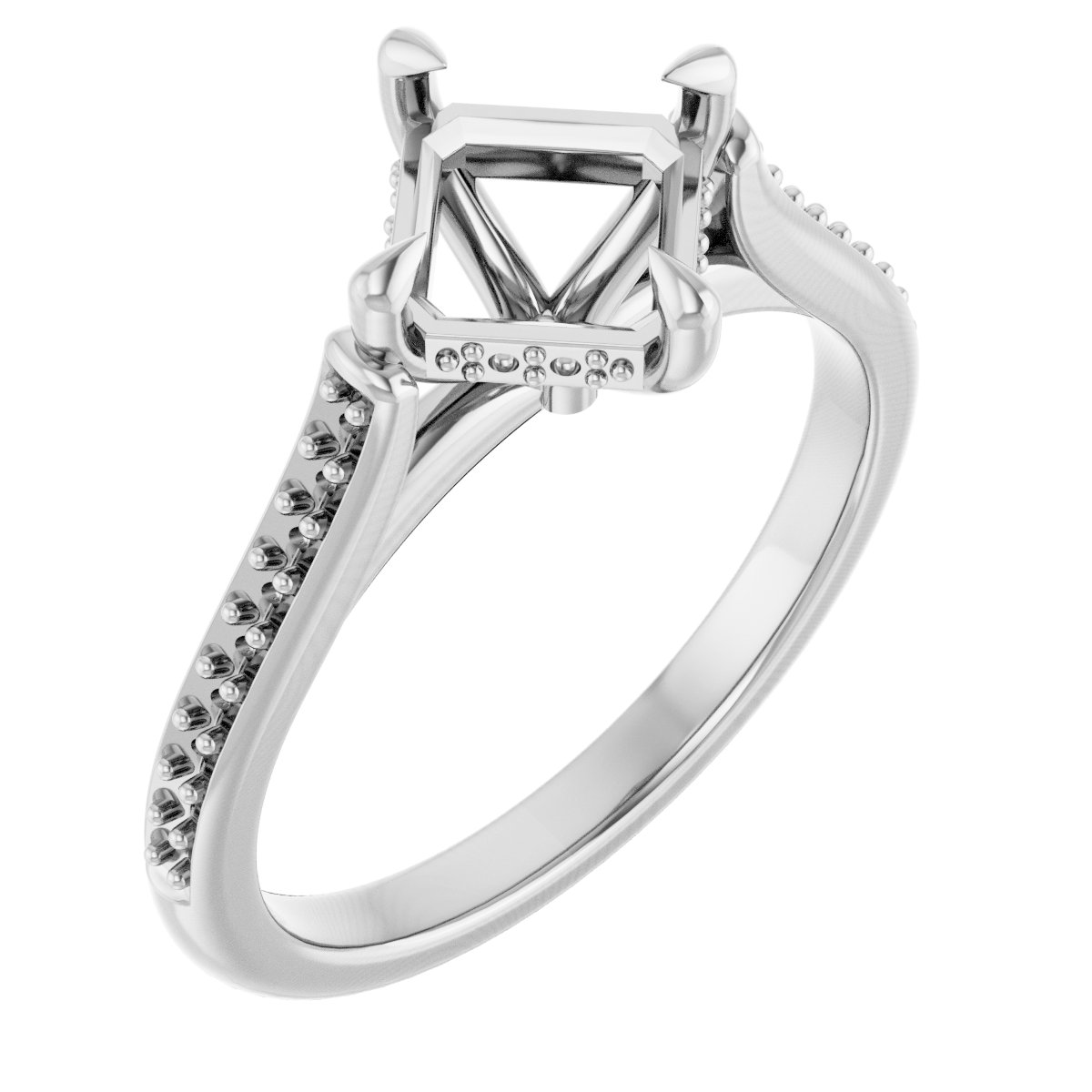 Claw-Prong Hidden Halo-Style Engagement Ring
