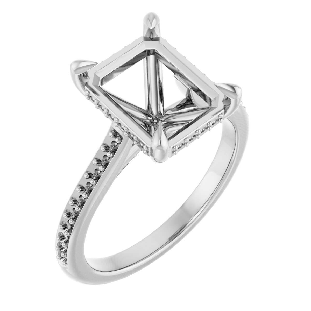 Claw-Prong Hidden Halo-Style Engagement Ring