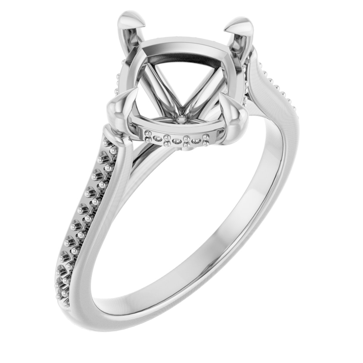 Claw-Prong Hidden Halo-Style Engagement Ring