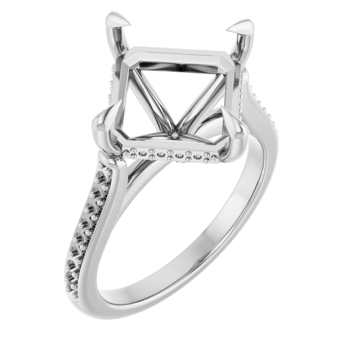 Claw-Prong Hidden Halo-Style Engagement Ring