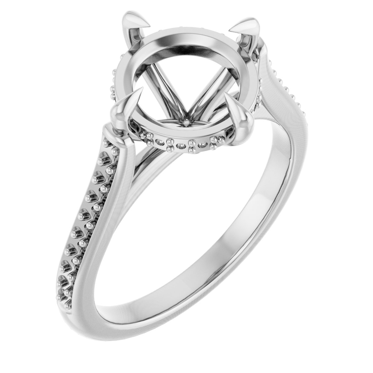 Claw-Prong Hidden Halo-Style Engagement Ring