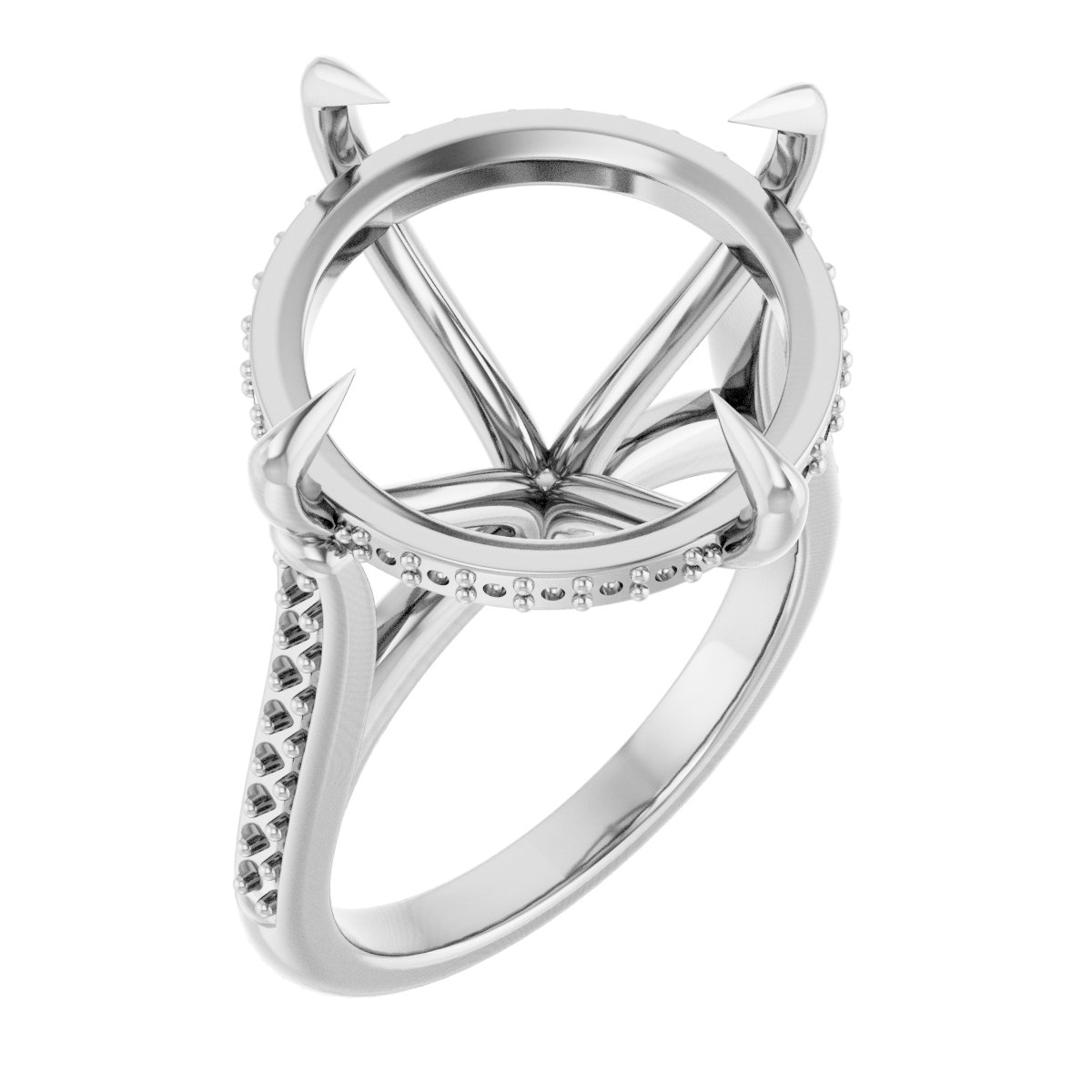 Claw-Prong Hidden Halo-Style Engagement Ring