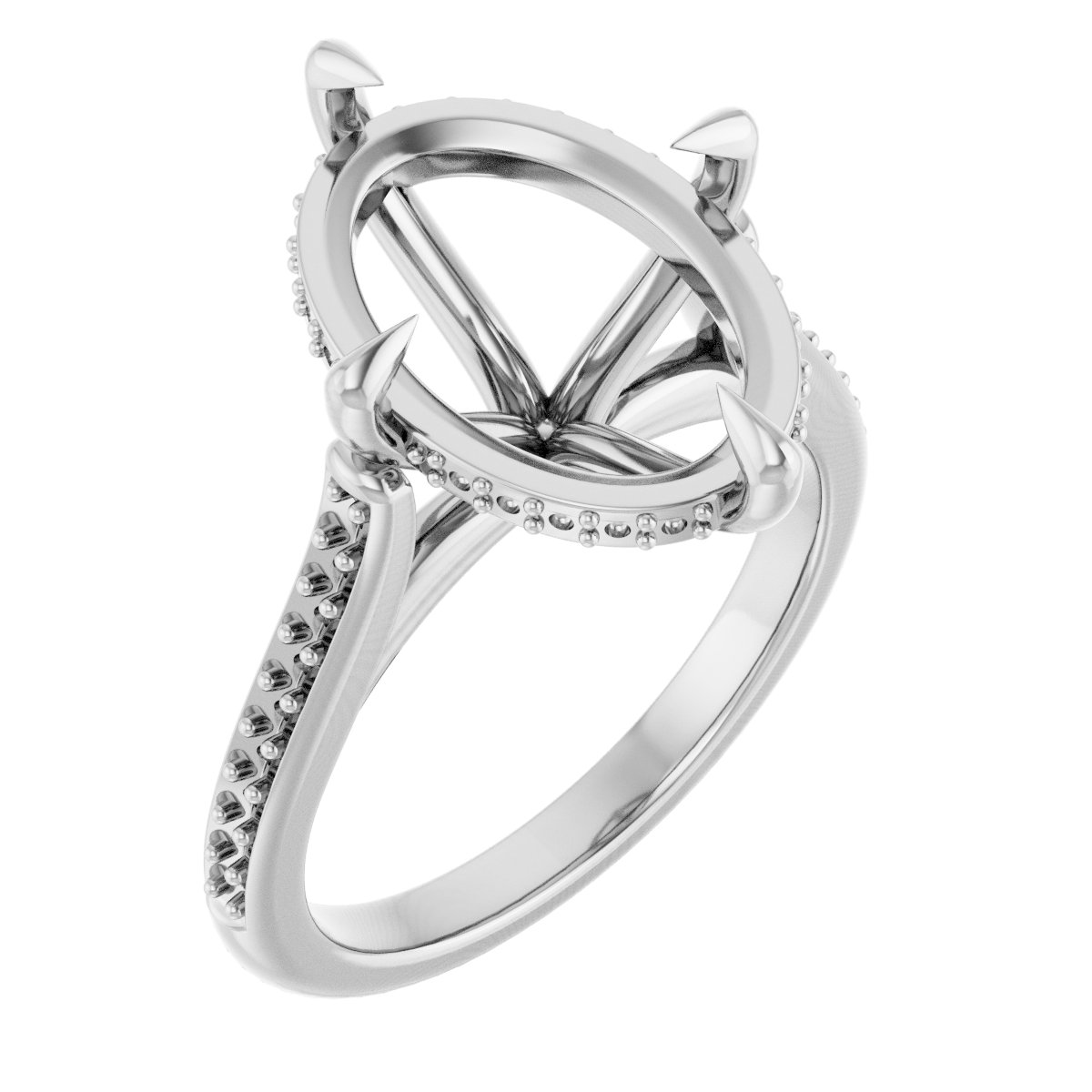 Claw-Prong Hidden Halo-Style Engagement Ring