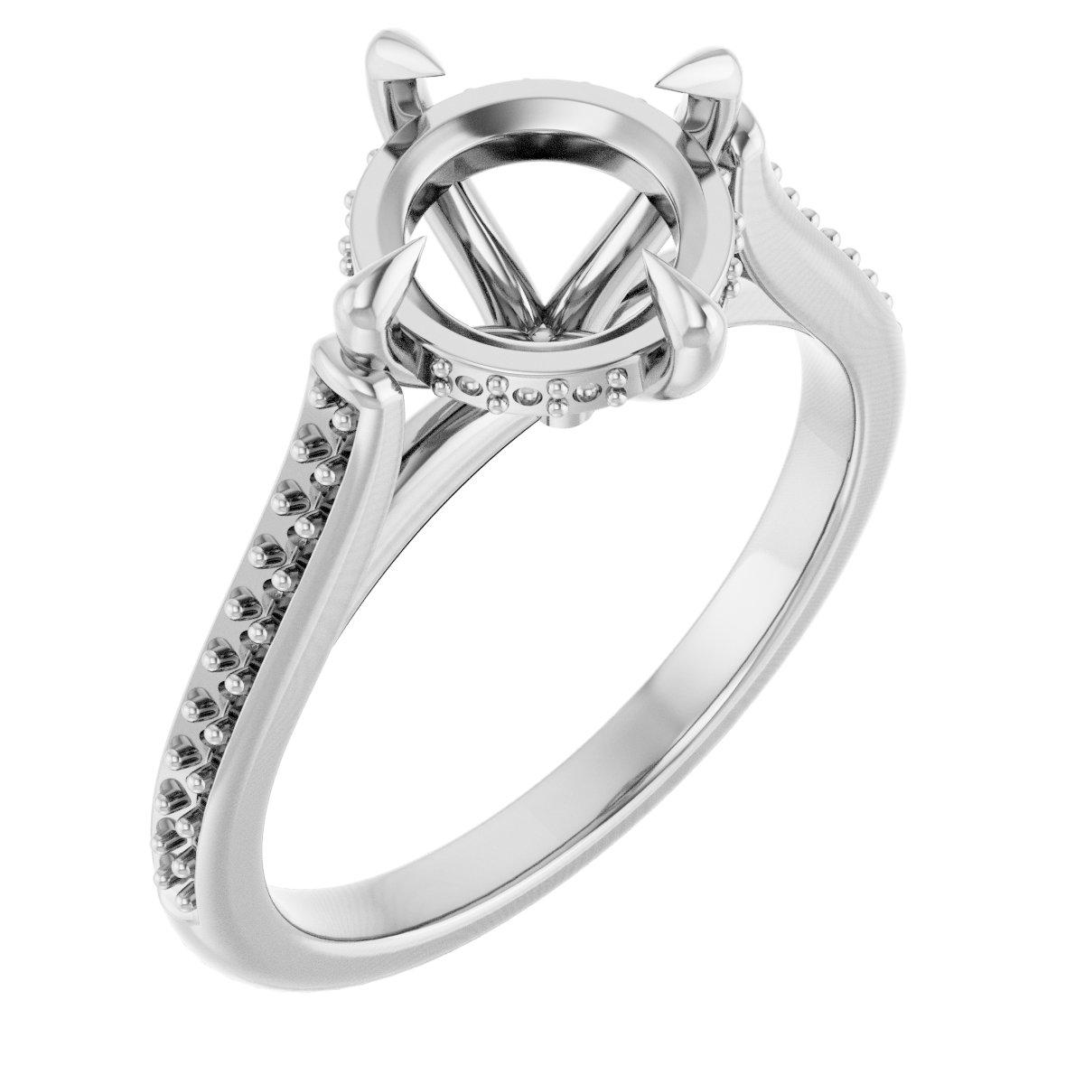 Claw-Prong Hidden Halo-Style Engagement Ring