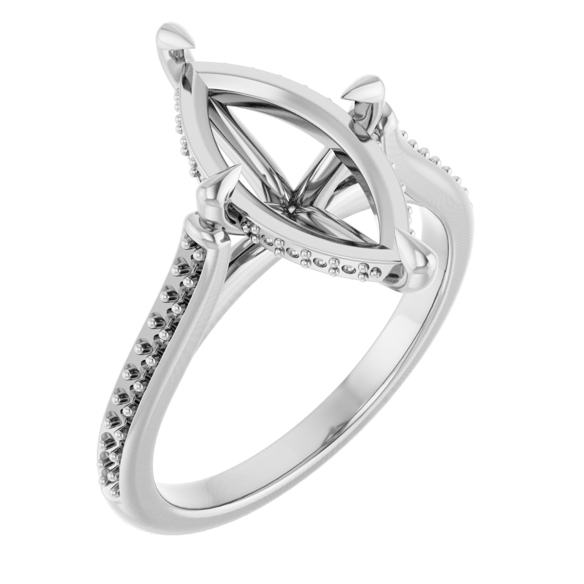 Claw-Prong Hidden Halo-Style Engagement Ring