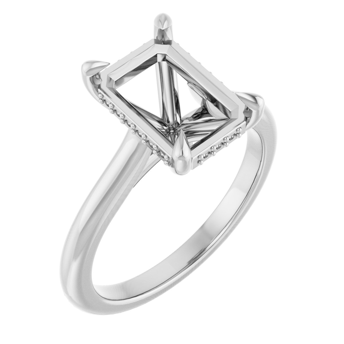Claw-Prong Hidden Halo-Style Engagement Ring