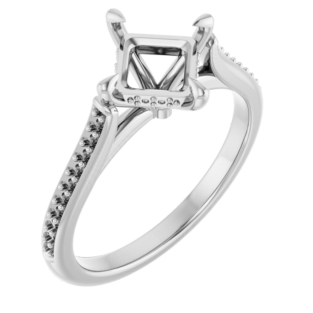 Claw-Prong Hidden Halo-Style Engagement Ring