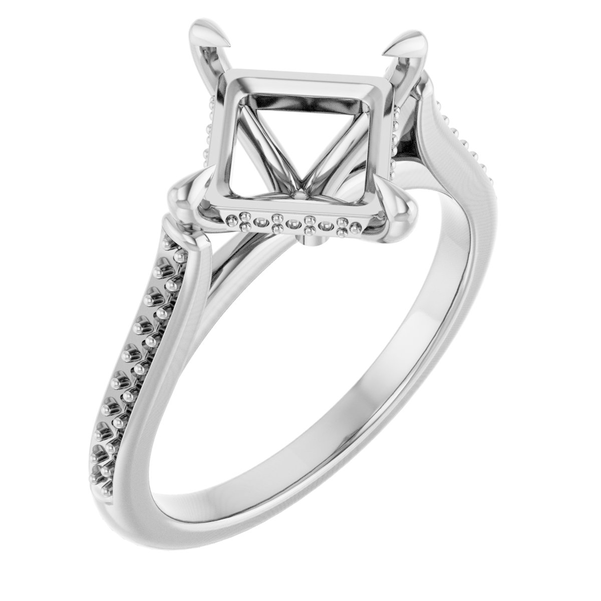 Claw-Prong Hidden Halo-Style Engagement Ring