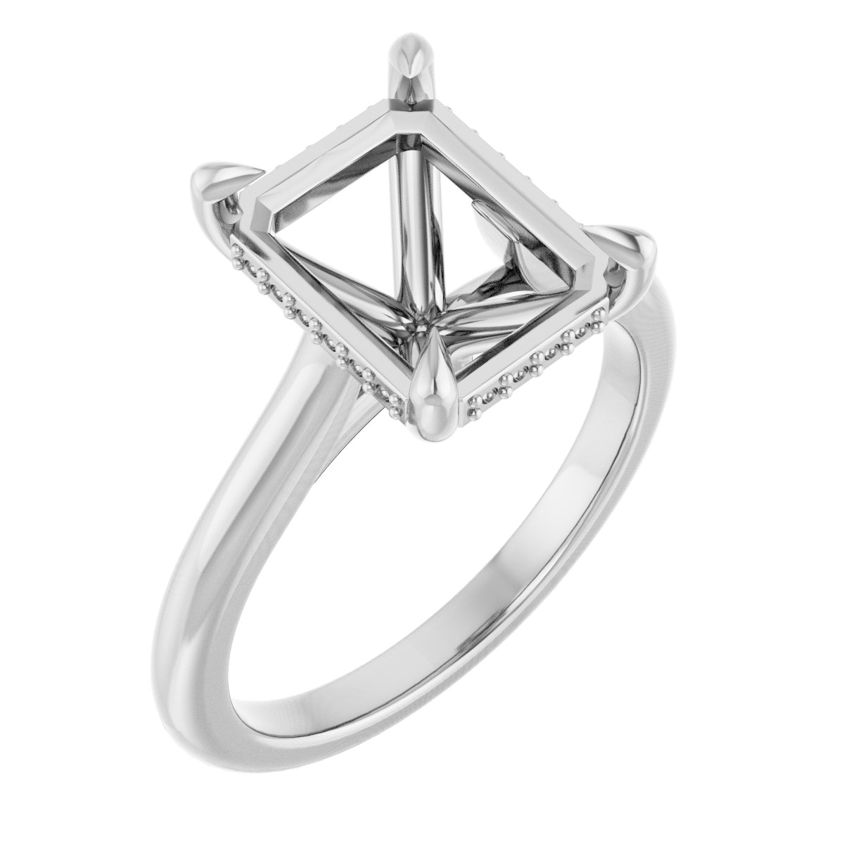 Claw-Prong Hidden Halo-Style Engagement Ring