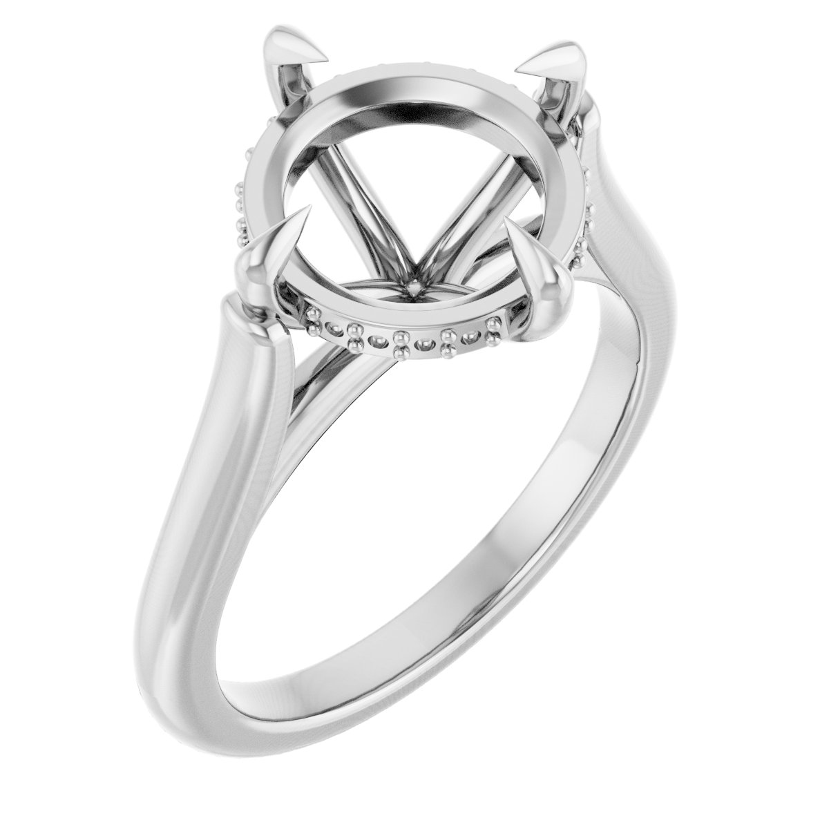 Claw-Prong Hidden Halo-Style Engagement Ring