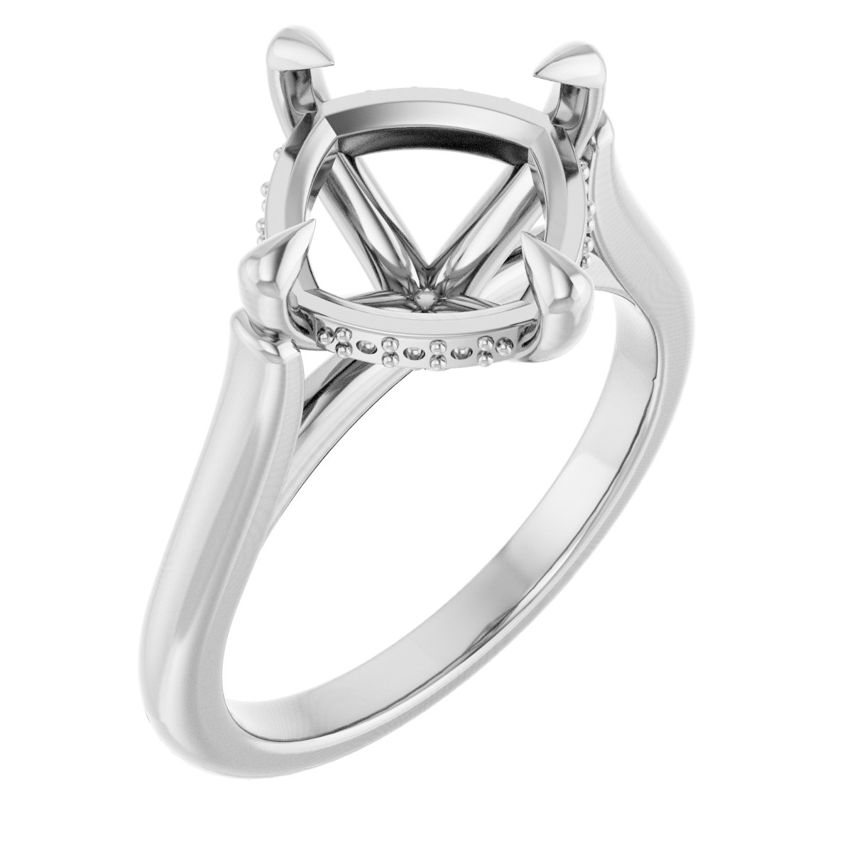 Claw-Prong Hidden Halo-Style Engagement Ring