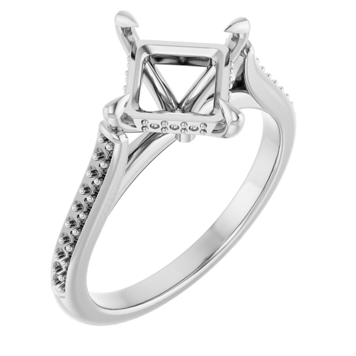 Claw-Prong Hidden Halo-Style Engagement Ring