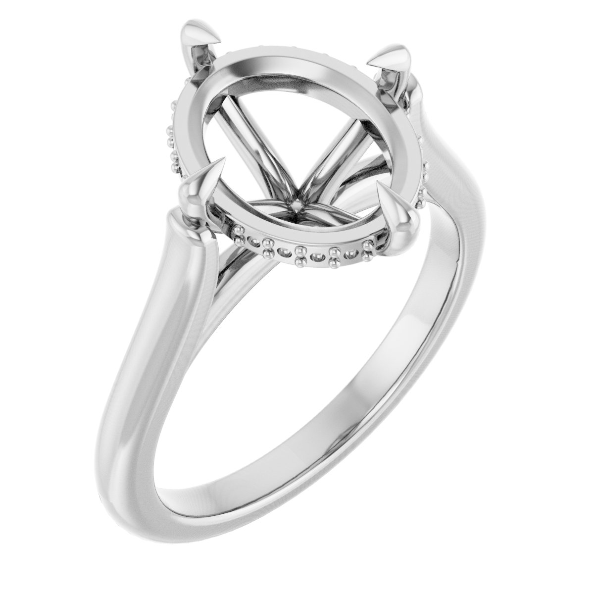 Claw-Prong Hidden Halo-Style Engagement Ring