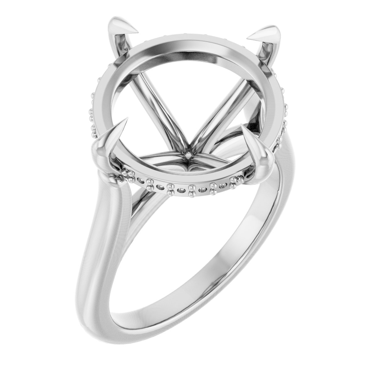 Claw-Prong Hidden Halo-Style Engagement Ring