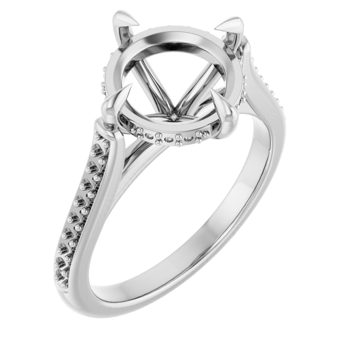 Claw-Prong Hidden Halo-Style Engagement Ring