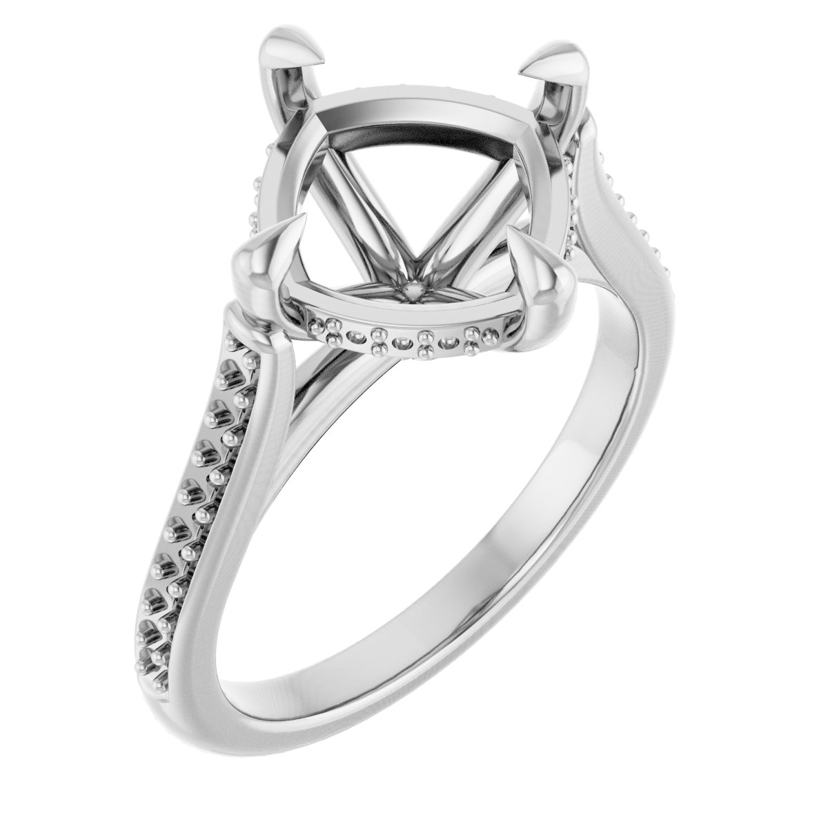 Claw-Prong Hidden Halo-Style Engagement Ring
