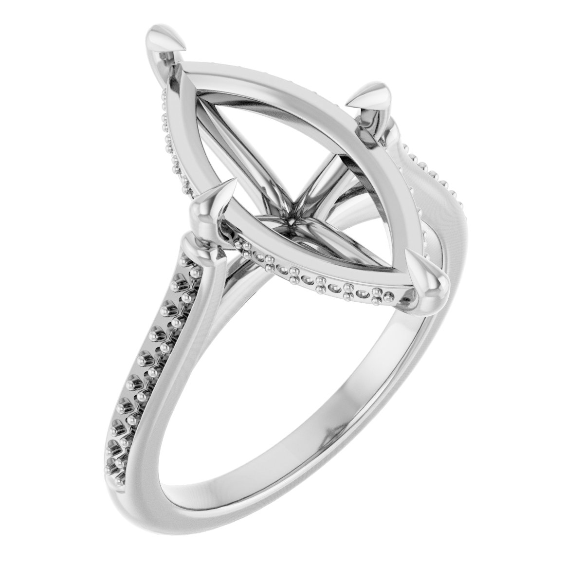 Claw-Prong Hidden Halo-Style Engagement Ring