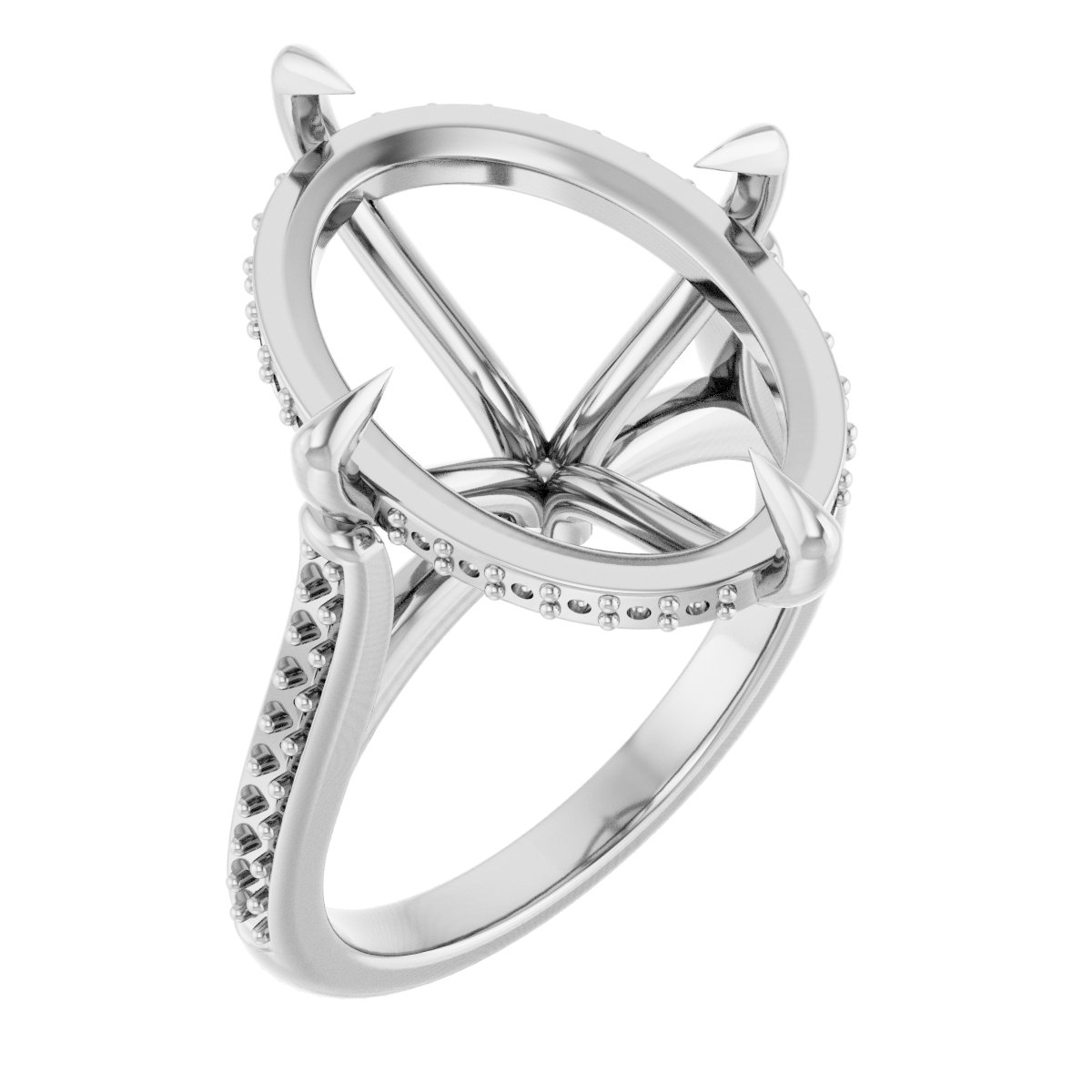 Claw-Prong Hidden Halo-Style Engagement Ring