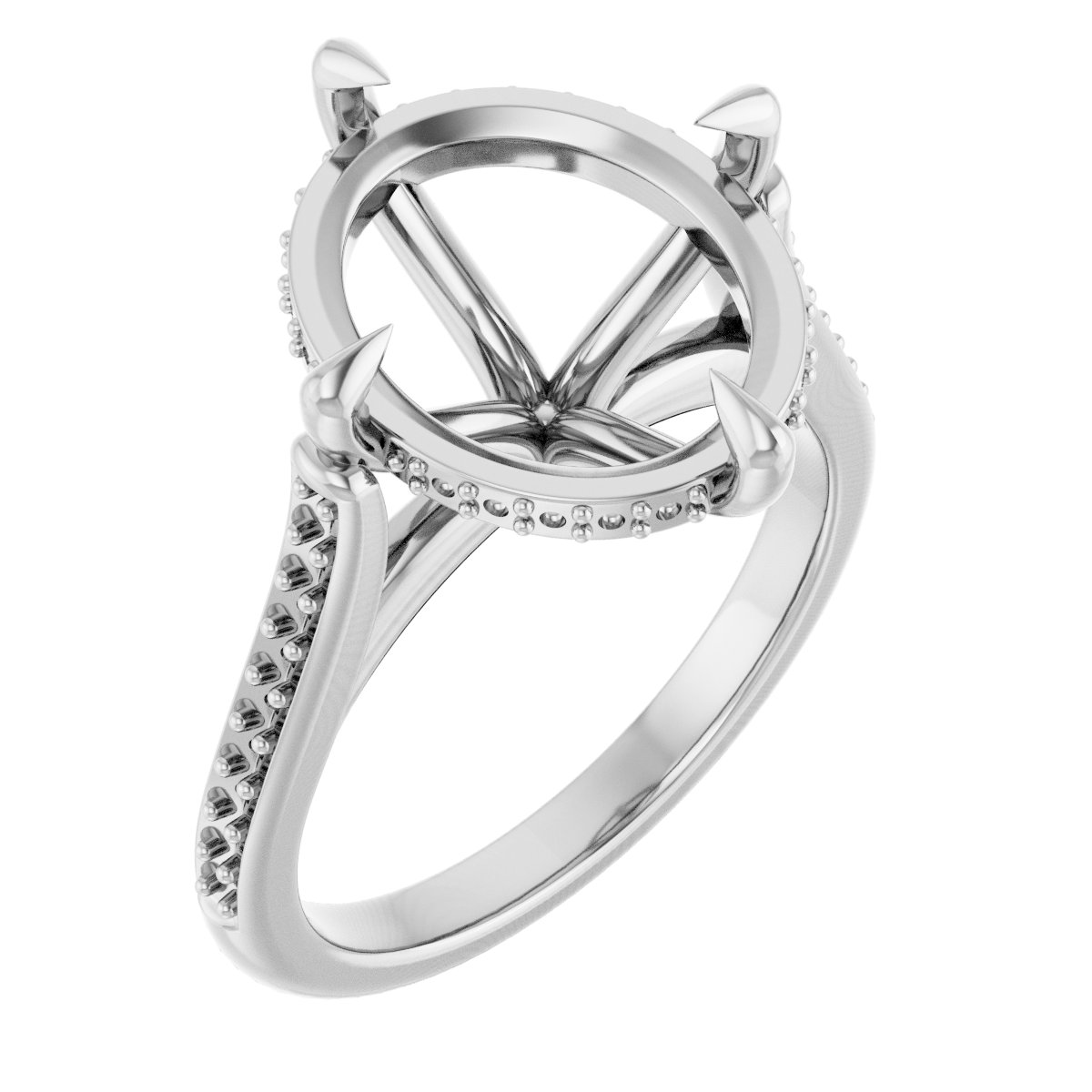 Claw-Prong Hidden Halo-Style Engagement Ring