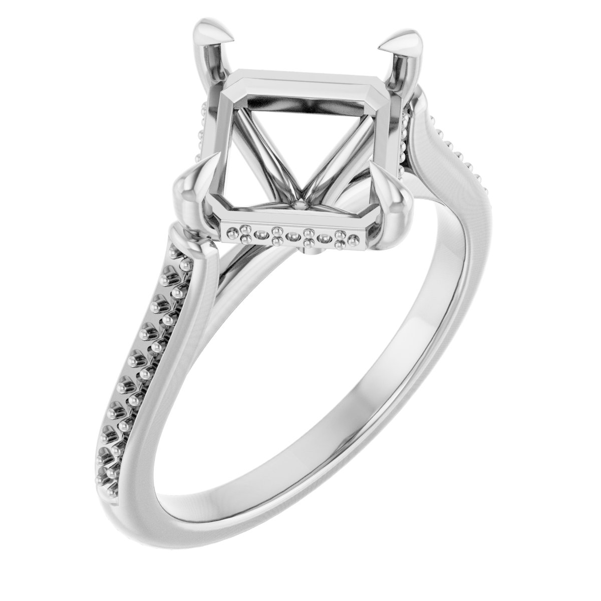 Claw-Prong Hidden Halo-Style Engagement Ring