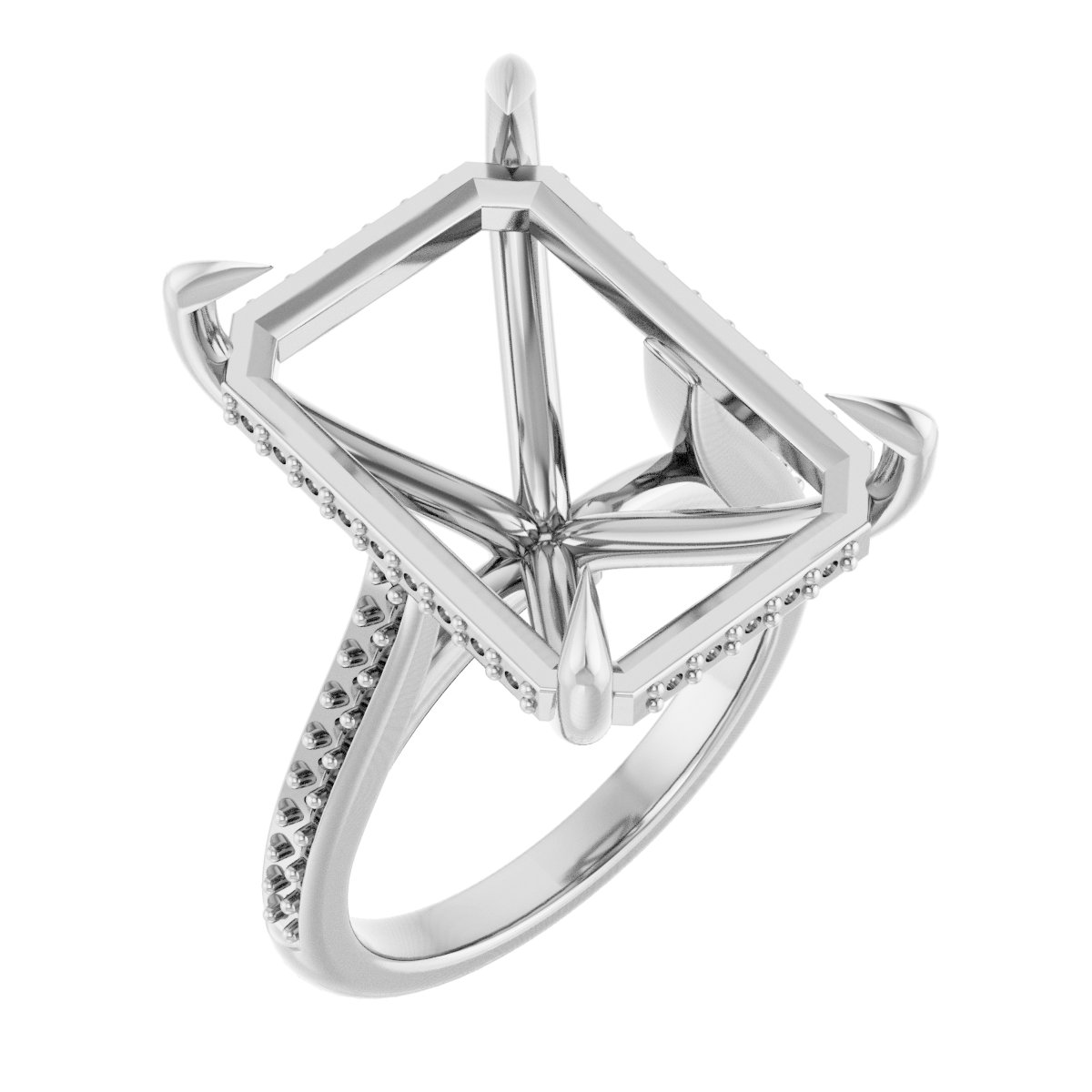 Claw-Prong Hidden Halo-Style Engagement Ring