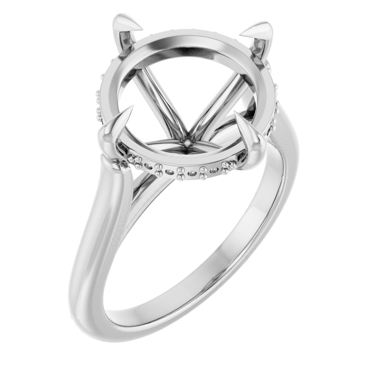 Claw-Prong Hidden Halo-Style Engagement Ring