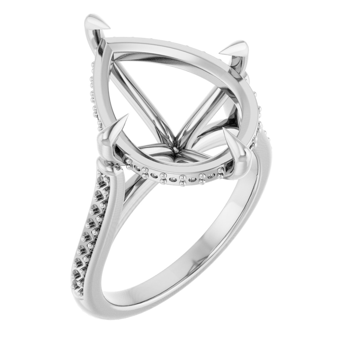 Claw-Prong Hidden Halo-Style Engagement Ring