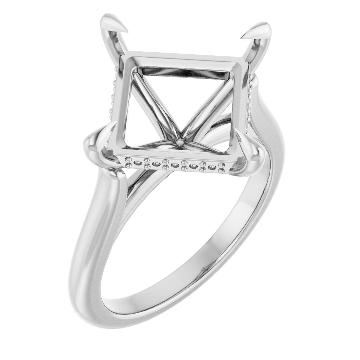 Claw-Prong Hidden Halo-Style Engagement Ring