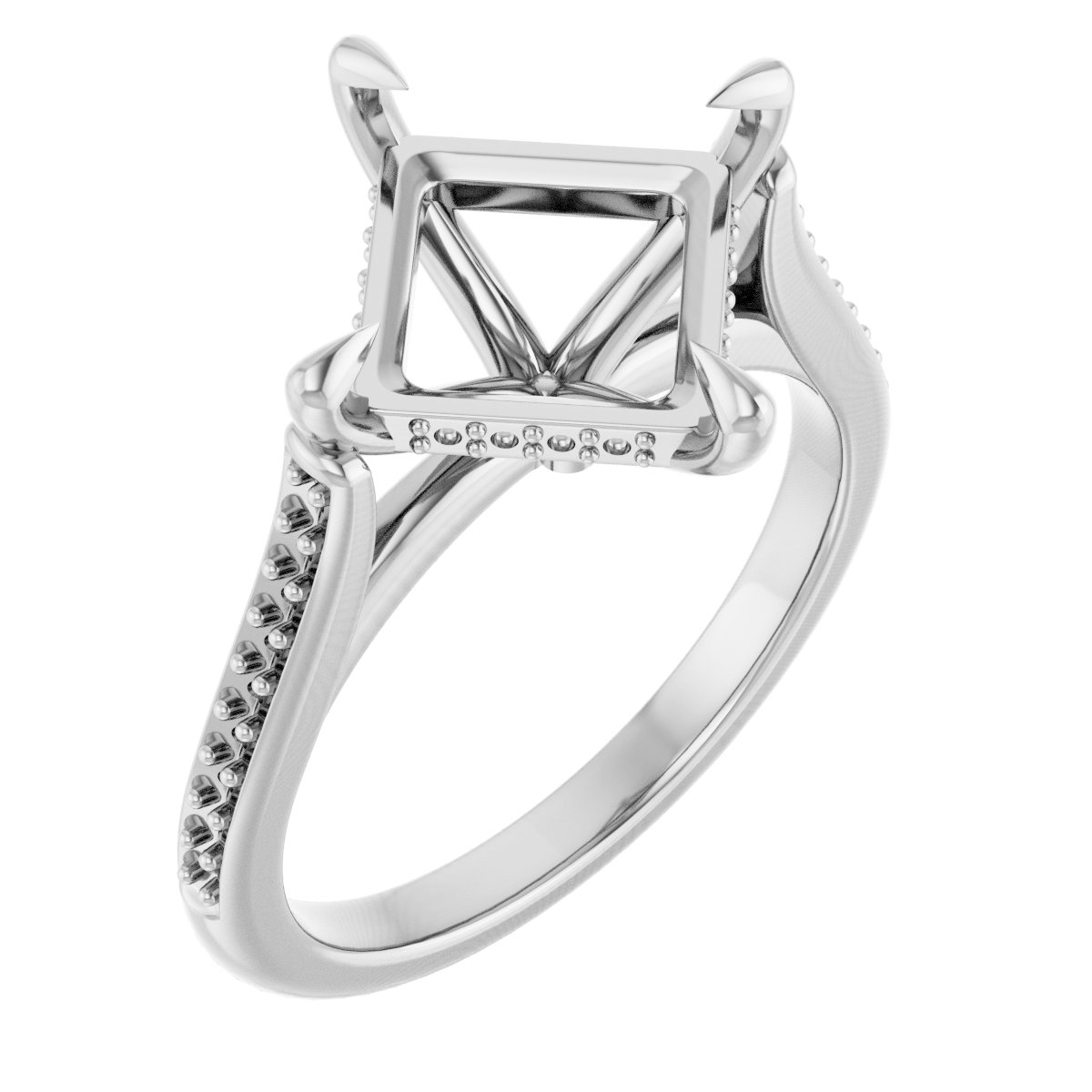 Claw-Prong Hidden Halo-Style Engagement Ring