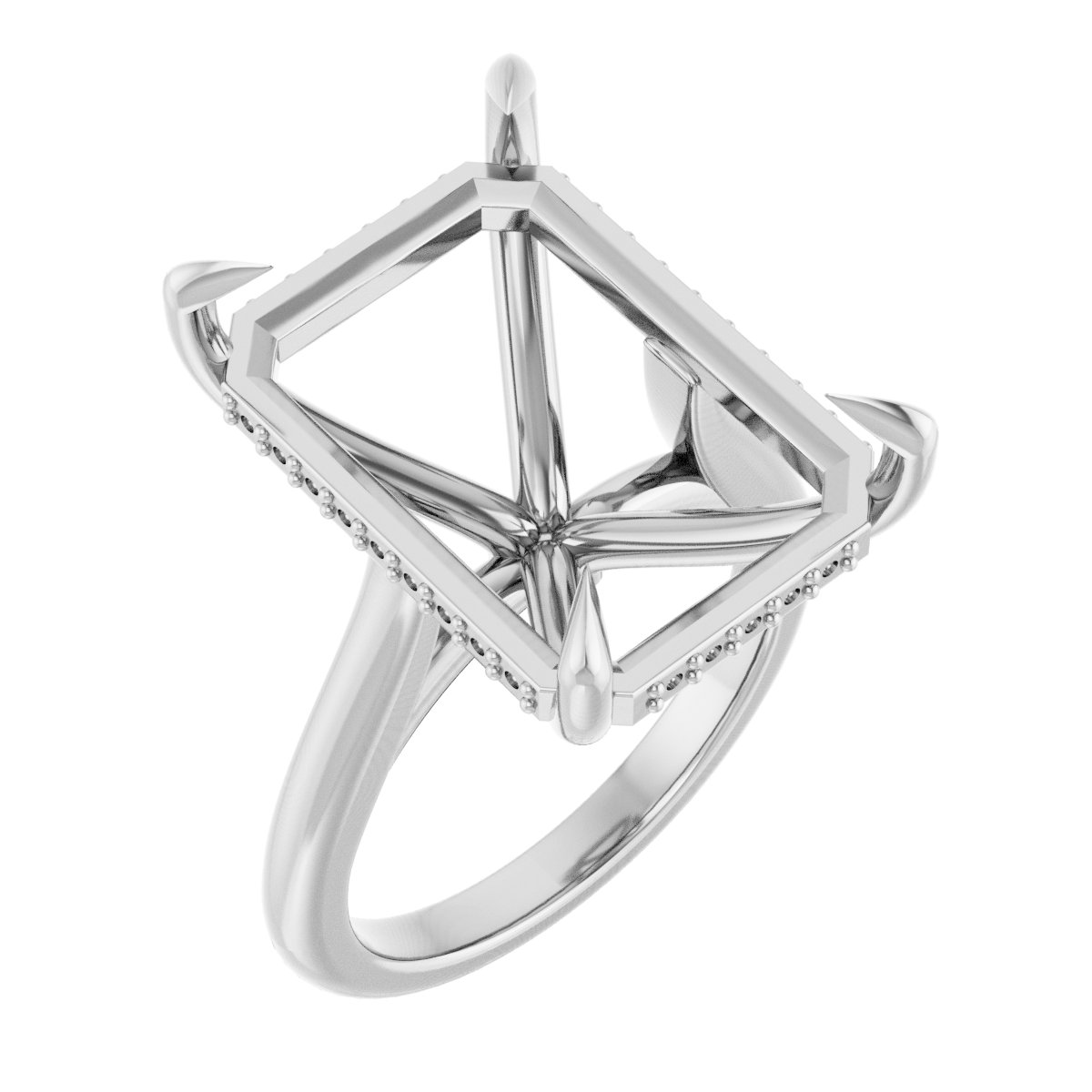 Claw-Prong Hidden Halo-Style Engagement Ring