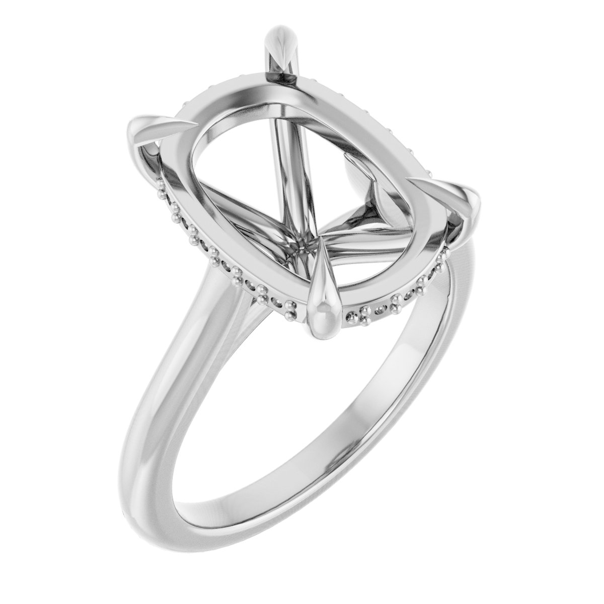 Claw-Prong Hidden Halo-Style Engagement Ring