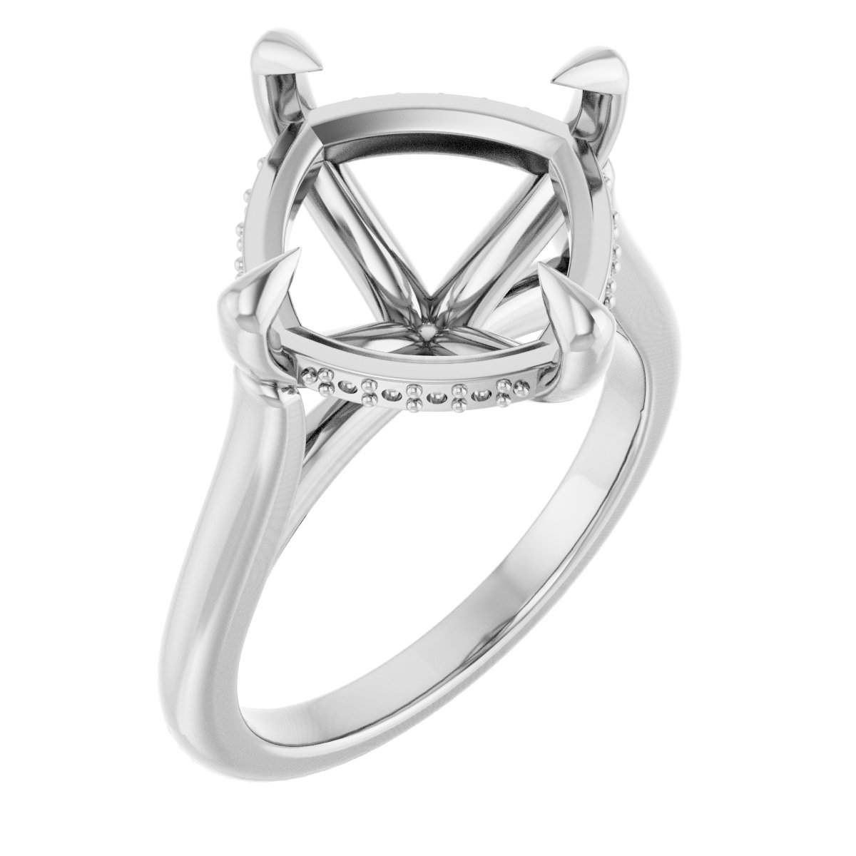 Claw-Prong Hidden Halo-Style Engagement Ring