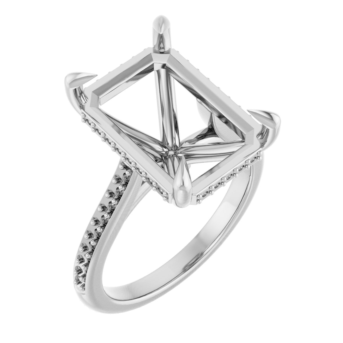 Claw-Prong Hidden Halo-Style Engagement Ring