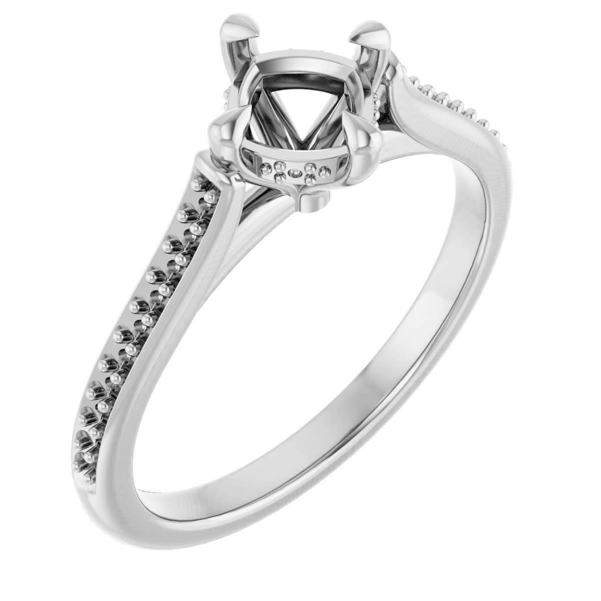 Claw-Prong Hidden Halo-Style Engagement Ring