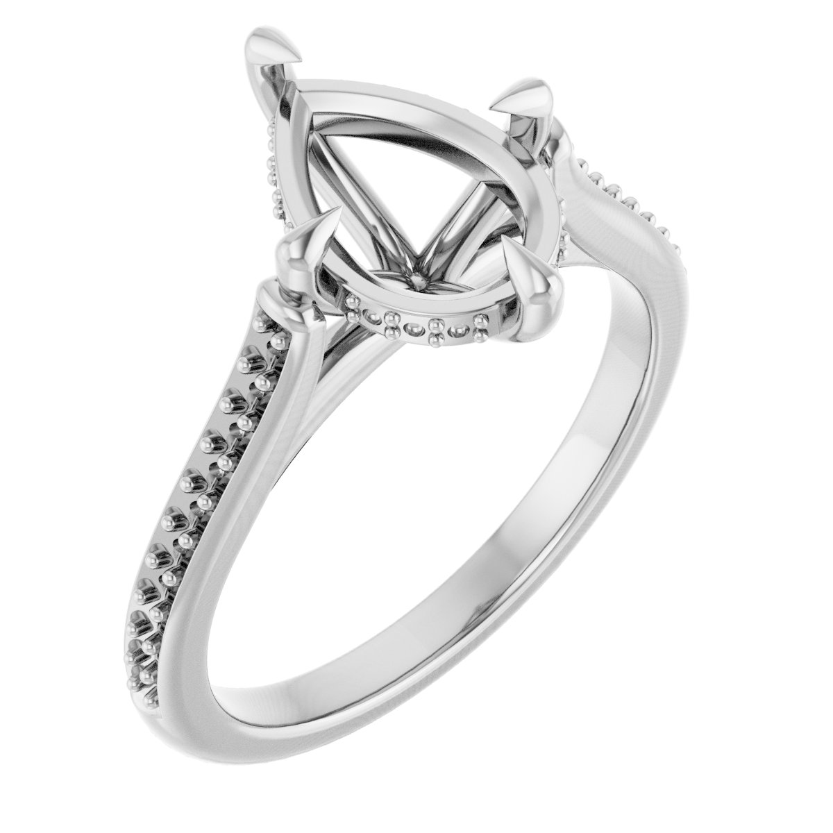 Claw-Prong Hidden Halo-Style Engagement Ring