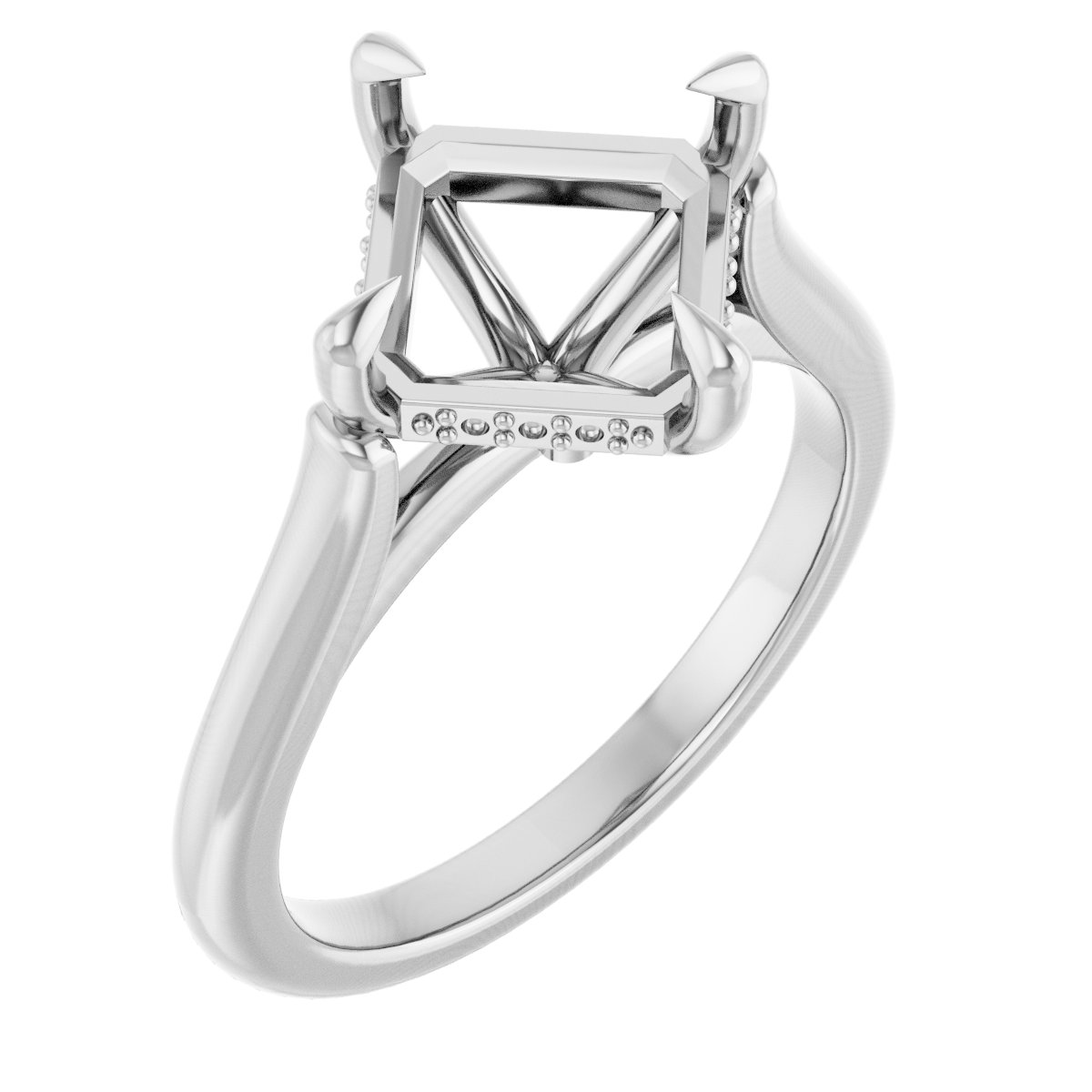Claw-Prong Hidden Halo-Style Engagement Ring