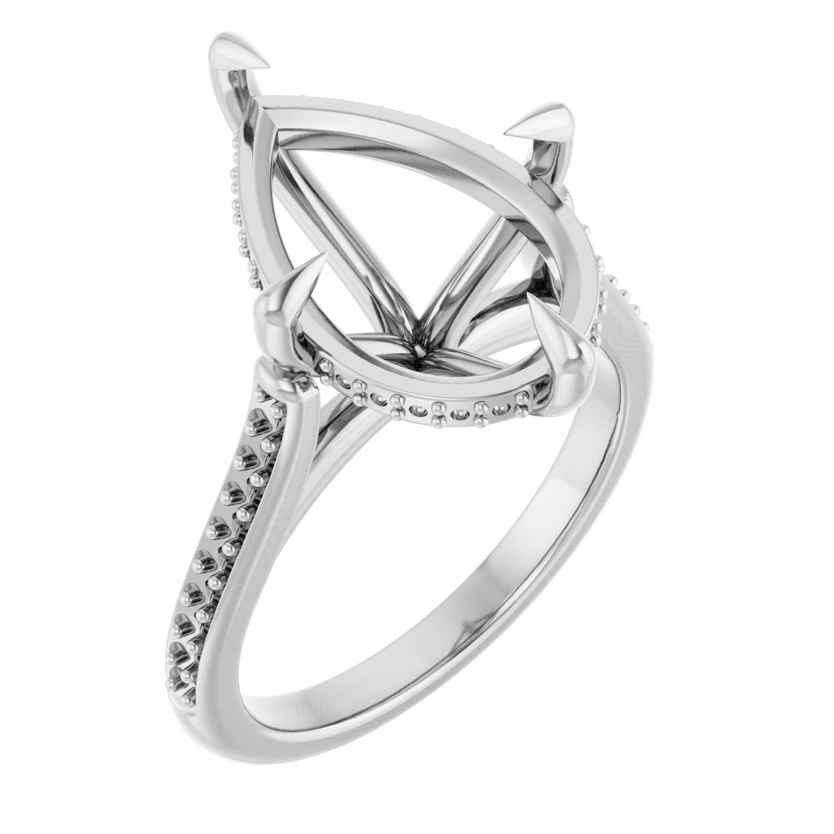 Claw-Prong Hidden Halo-Style Engagement Ring