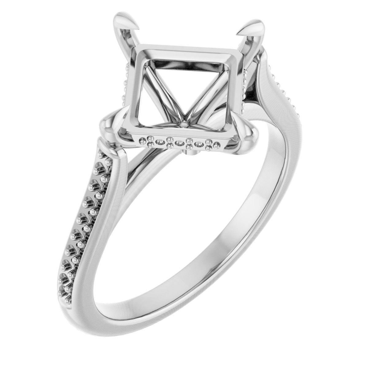 Claw-Prong Hidden Halo-Style Engagement Ring