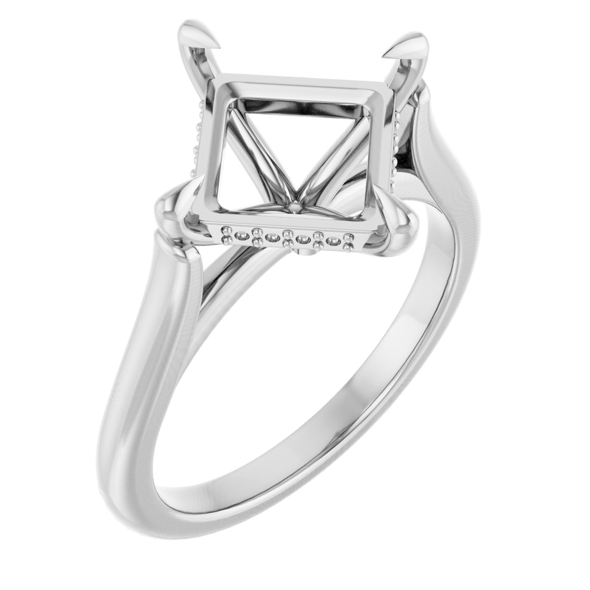 Claw-Prong Hidden Halo-Style Engagement Ring