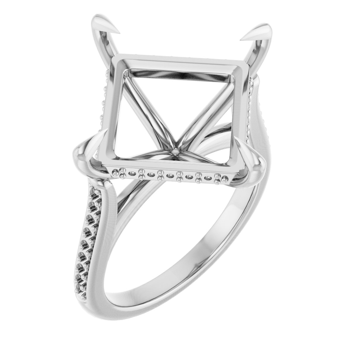 Claw-Prong Hidden Halo-Style Engagement Ring