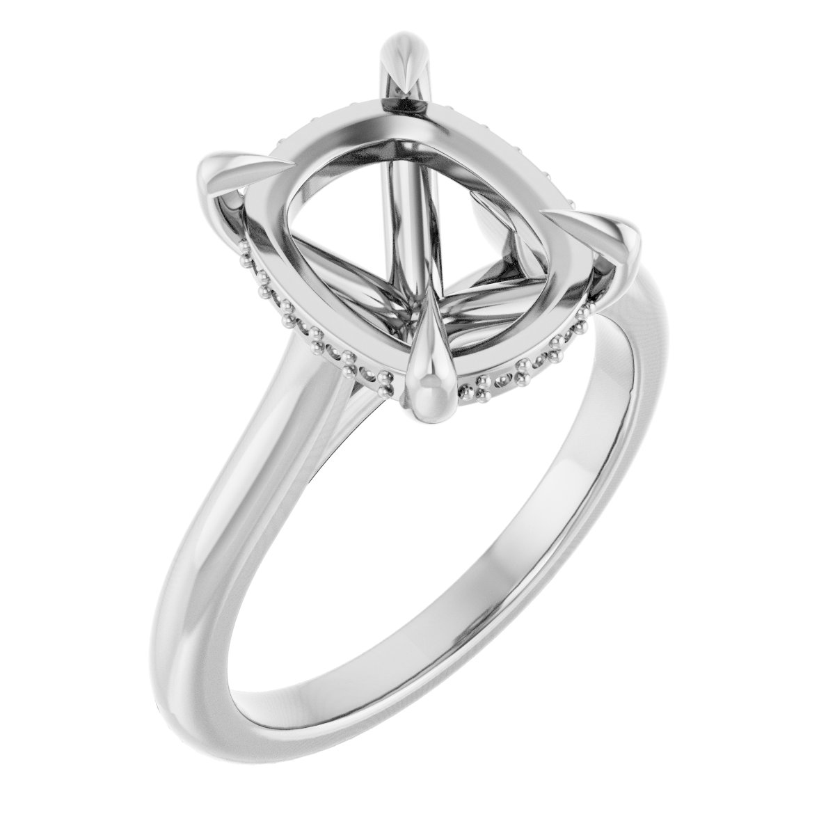 Claw-Prong Hidden Halo-Style Engagement Ring