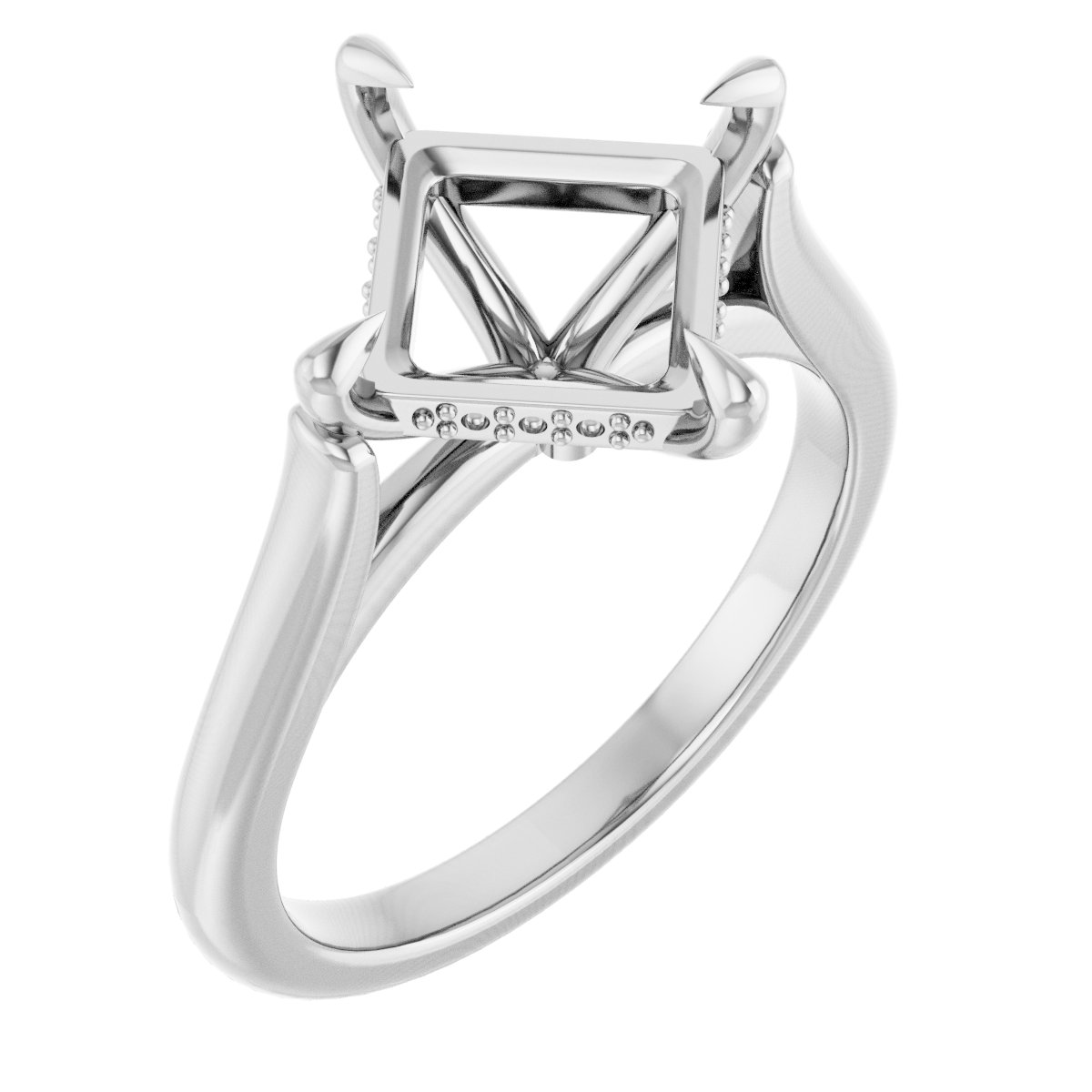 Claw-Prong Hidden Halo-Style Engagement Ring