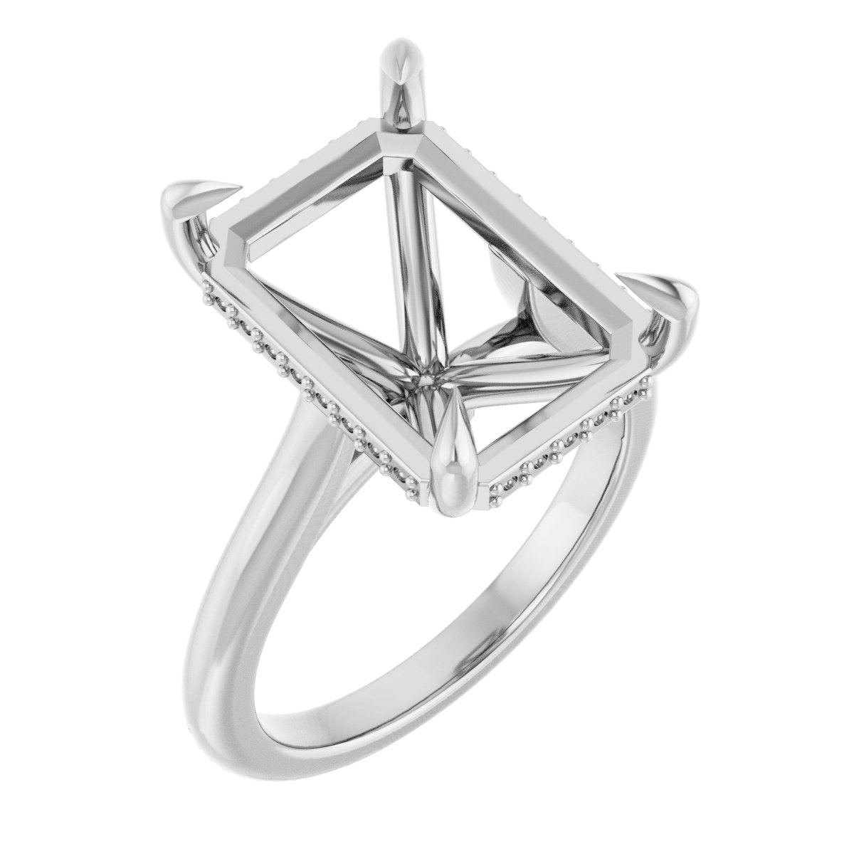 Claw-Prong Hidden Halo-Style Engagement Ring