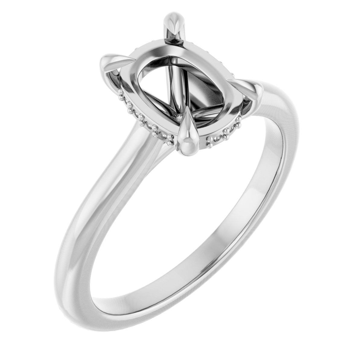 Claw-Prong Hidden Halo-Style Engagement Ring