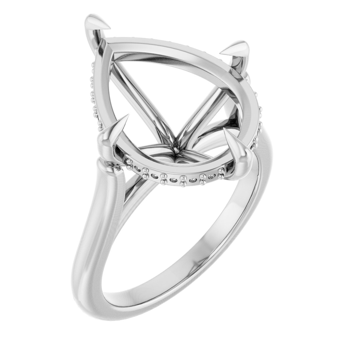 Claw-Prong Hidden Halo-Style Engagement Ring