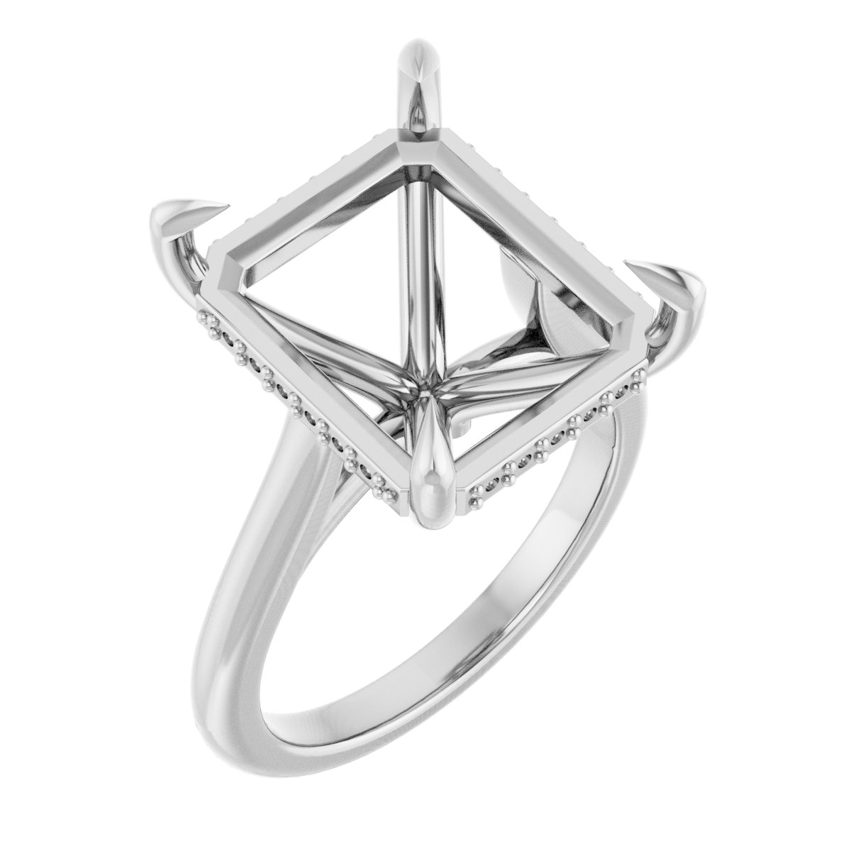 Claw-Prong Hidden Halo-Style Engagement Ring