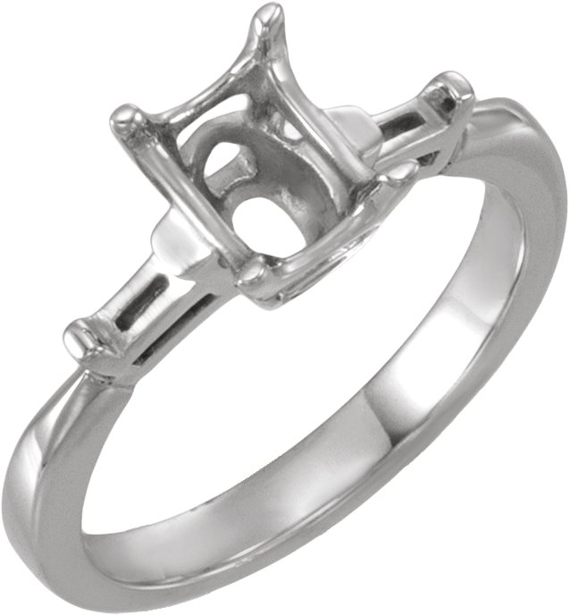 Baguette Accented Engagement Ring