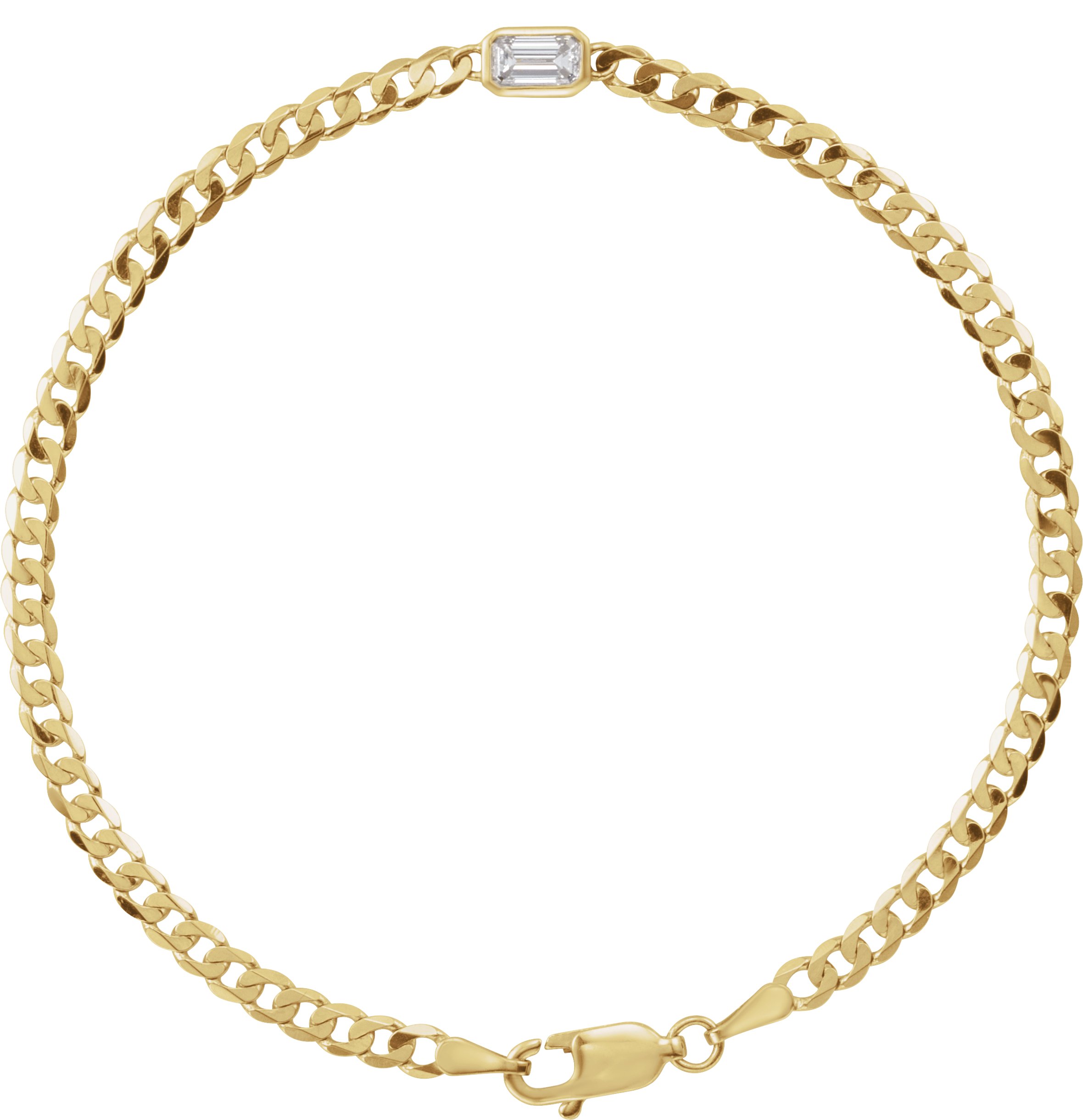 14K Yellow Gold Lab-Grown Diamond Link 7" Bracelet