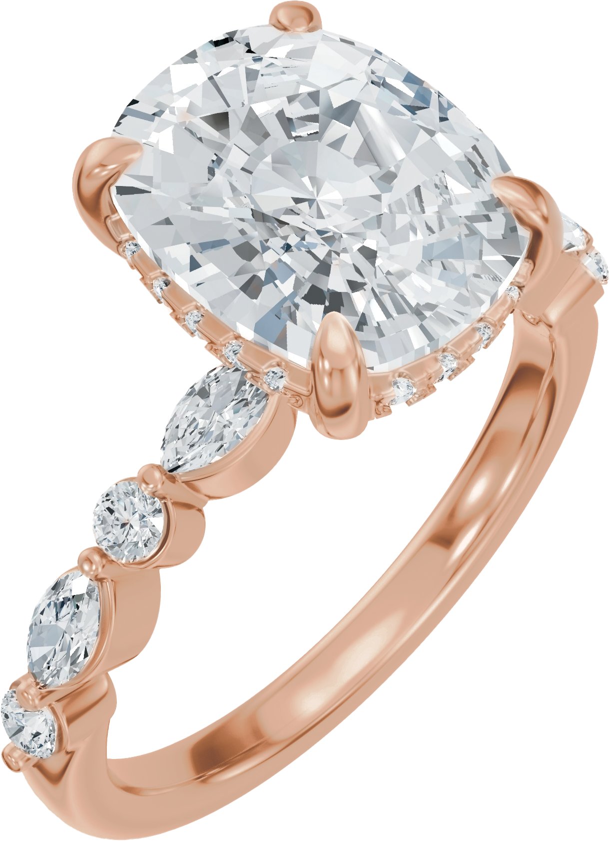 Claw-Prong Hidden Halo-Style Engagement Ring or Band